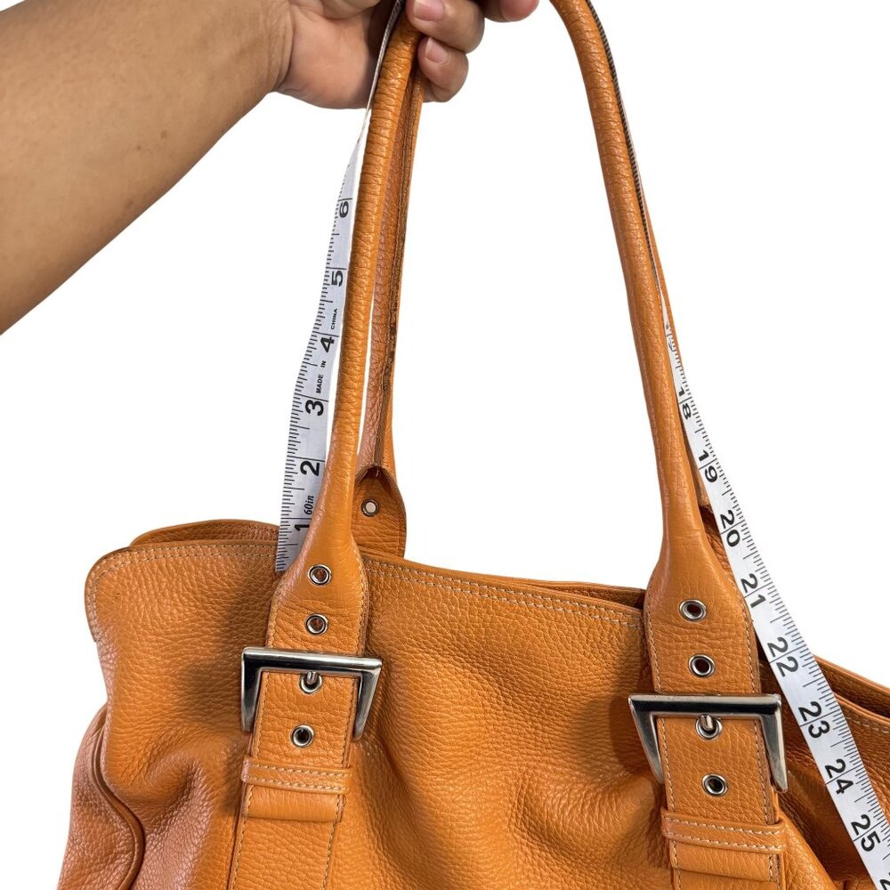 Suarez Made in Italy Cognac Pebbled Leather Shoulder Women’s Tote Bag - Picture 8 of 11